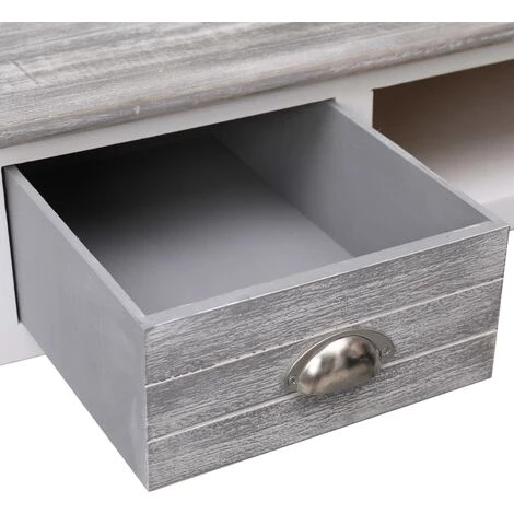 ASUPERMALL Bureau Gris 110x45x76 Cm Bois 7 ASUPERMALL Bureau Gris 110x45x76 Cm Bois – Image 5