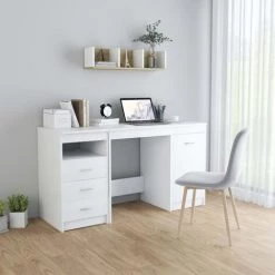 ASUPERMALL Bureau Blanc 140x50x76 Cm Agglomere