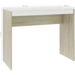 ASUPERMALL Bureau Blanc Et Chene Sonoma 90 X 40 X 72 Cm Agglomere -France Bureau Soldes 2022 28761317 2