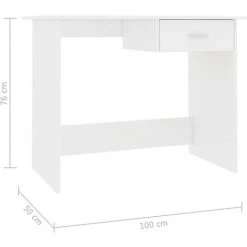 ASUPERMALL Bureau Blanc Brillant 100 X 50 X 76 Cm Agglomere -France Bureau Soldes 2022 28761392 5