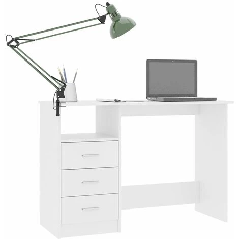 ASUPERMALL Bureau Avec Tiroirs Blanc 110x50x76 Cm Agglomere 7 ASUPERMALL Bureau Avec Tiroirs Blanc 110x50x76 Cm Agglomere – Image 5