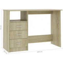 ASUPERMALL Bureau Avec Tiroirs Chene Sonoma 110x50x76 Cm Agglomere 11 ASUPERMALL Bureau Avec Tiroirs Chene Sonoma 110x50x76 Cm Agglomere -France Bureau Soldes 2022 28761429 5