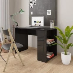 ASUPERMALL Bureau Noir Brillant 110x60x73 Cm Agglomere -France Bureau Soldes 2022 28761481 4