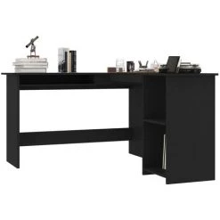 ASUPERMALL Bureau D'angle En Forme De L Noir 120x140x75 Cm Agglomere -France Bureau Soldes 2022 28761495 3