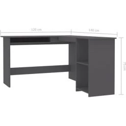 ASUPERMALL Bureau D'angle En Forme De L Gris 120x140x75 Cm Agglomere 10 ASUPERMALL Bureau D'angle En Forme De L Gris 120x140x75 Cm Agglomere -France Bureau Soldes 2022 28761496 4