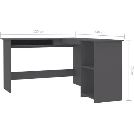 ASUPERMALL Bureau D'angle En Forme De L Gris 120x140x75 Cm Agglomere 6 ASUPERMALL Bureau D'angle En Forme De L Gris 120x140x75 Cm Agglomere – Image 4