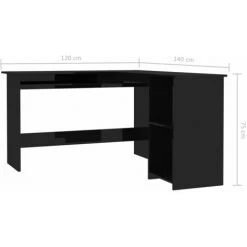 ASUPERMALL Bureau D'angle Forme De L Noir Brillant 120x140x75cm Agglomere 9 ASUPERMALL Bureau D'angle Forme De L Noir Brillant 120x140x75cm Agglomere -France Bureau Soldes 2022 28761503 3