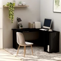 ASUPERMALL Bureau D'angle Forme De L Noir Brillant 120x140x75cm Agglomere 11 ASUPERMALL Bureau D'angle Forme De L Noir Brillant 120x140x75cm Agglomere -France Bureau Soldes 2022 28761503 5