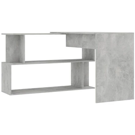 ASUPERMALL Bureau D'angle Gris Beton 200x50x76 Cm Agglomere 4 ASUPERMALL Bureau D'angle Gris Beton 200x50x76 Cm Agglomere – Image 2