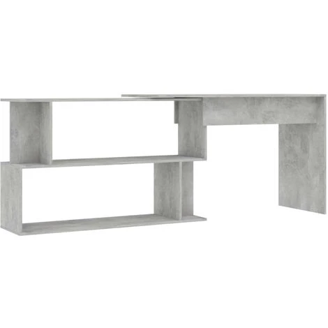 ASUPERMALL Bureau D'angle Gris Beton 200x50x76 Cm Agglomere 7 ASUPERMALL Bureau D'angle Gris Beton 200x50x76 Cm Agglomere – Image 5