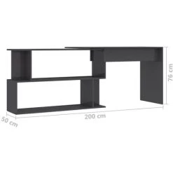 ASUPERMALL Bureau D'angle Gris Brillant 200x50x76 Cm Agglomere -France Bureau Soldes 2022 28761569 4