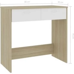 ASUPERMALL Bureau Blanc Et Chene Sonoma 80x40x75 Cm Agglomere 8 ASUPERMALL Bureau Blanc Et Chene Sonoma 80x40x75 Cm Agglomere -France Bureau Soldes 2022 28761589 2