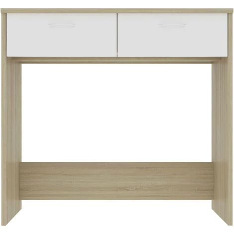 ASUPERMALL Bureau Blanc Et Chene Sonoma 80x40x75 Cm Agglomere 7 ASUPERMALL Bureau Blanc Et Chene Sonoma 80x40x75 Cm Agglomere – Image 5