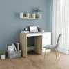 ASUPERMALL Bureau Blanc Et Chene Sonoma 100x50x76 Cm Agglomere -France Bureau Soldes 2022 28761615 1