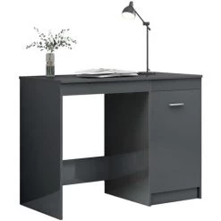 ASUPERMALL Bureau Gris Brillant 100x50x76 Cm Agglomere