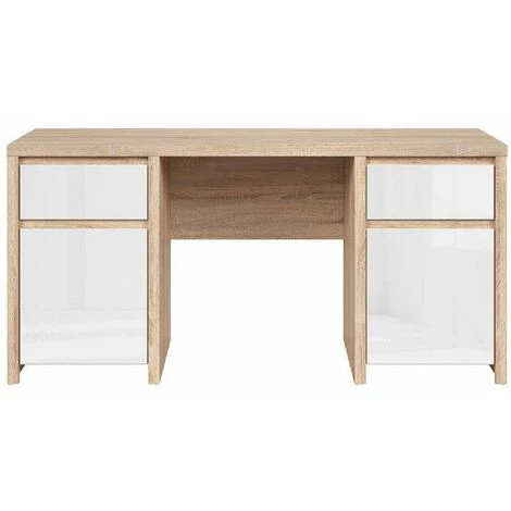 INSIDE75 Bureau KASPIAN Style Industriel Mélaminé Chêne Naturel 2 Tiroirs 2 Portes Blanc Brillant - Blanc 3 INSIDE75 Bureau KASPIAN Style Industriel Mélaminé Chêne Naturel 2 Tiroirs 2 Portes Blanc Brillant - Blanc