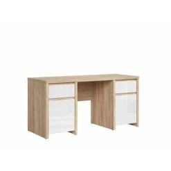 INSIDE75 Bureau KASPIAN Style Industriel Mélaminé Chêne Naturel 2 Tiroirs 2 Portes Blanc Brillant - Blanc 6 INSIDE75 Bureau KASPIAN Style Industriel Mélaminé Chêne Naturel 2 Tiroirs 2 Portes Blanc Brillant - Blanc -France Bureau Soldes 2022 28848721 2