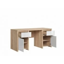 INSIDE75 Bureau KASPIAN Style Industriel Mélaminé Chêne Naturel 2 Tiroirs 2 Portes Blanc Brillant - Blanc 7 INSIDE75 Bureau KASPIAN Style Industriel Mélaminé Chêne Naturel 2 Tiroirs 2 Portes Blanc Brillant - Blanc -France Bureau Soldes 2022 28848721 3