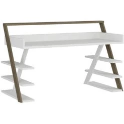 AZURA HOME DESIGN Bureau ARNETTI Noyer - Blanc - Blanc 10 AZURA HOME DESIGN Bureau ARNETTI Noyer - Blanc - Blanc -France Bureau Soldes 2022 28850933 4