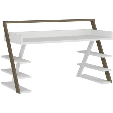 AZURA HOME DESIGN Bureau ARNETTI Noyer - Blanc - Blanc 6 AZURA HOME DESIGN Bureau ARNETTI Noyer - Blanc - Blanc – Image 4