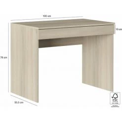 CAESAROO Bureau 100x55 Cm Chêne Avec Tiroir Série Stoccolma | Chêne Clair -France Bureau Soldes 2022 28963781 3