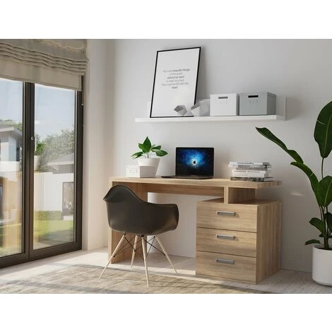 INSIDE75 Bureau RUBY 3 Tiroirs Chêne 120 X 60 Cm - Natural 4 INSIDE75 Bureau RUBY 3 Tiroirs Chêne 120 X 60 Cm - Natural – Image 2