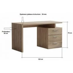 INSIDE75 Bureau RUBY 3 Tiroirs Chêne 120 X 60 Cm - Natural 11 INSIDE75 Bureau RUBY 3 Tiroirs Chêne 120 X 60 Cm - Natural -France Bureau Soldes 2022 28978862 5