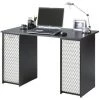BEAUX MEUBLES PAS CHERS Bureau Noir 2 Caissons à Rideau 120 Cm - Coloris: Vagues Grises 810