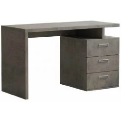 INSIDE75 Bureau RUBY 3 Tiroirs Gris Béton 120 X 60 Cm - Gris