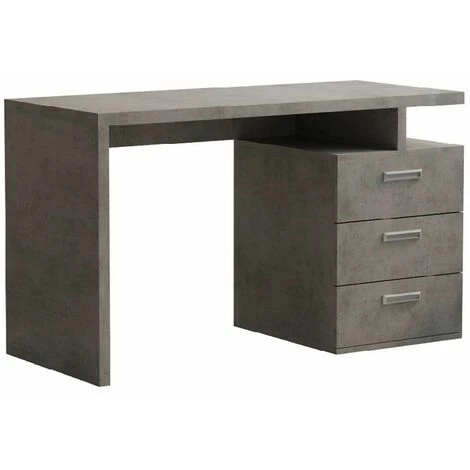 INSIDE75 Bureau RUBY 3 Tiroirs Gris Béton 120 X 60 Cm - Gris 3 INSIDE75 Bureau RUBY 3 Tiroirs Gris Béton 120 X 60 Cm - Gris