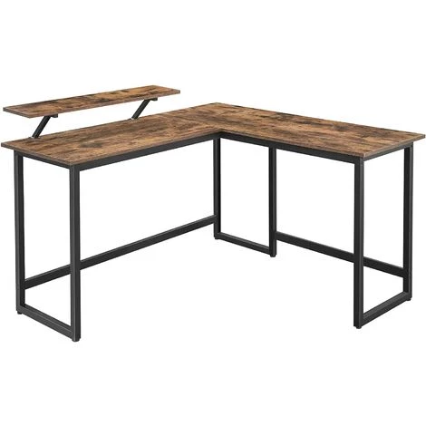 SONGMICS VASAGLE Bureau En Forme De L, Table D’Angle Avec Support D’écran, Pour étudier, Jouer, Travailler, Gain D’Espace, Pieds Réglables, Cadre Métallique, Assemblage Facile, Marron Rustique LWD56X - Marron Rustique Et Noir 2 SONGMICS VASAGLE Bureau En Forme De L, Table D’Angle Avec Support D’écran, Pour étudier, Jouer, Travailler, Gain D’Espace, Pieds Réglables, Cadre Métallique, Assemblage Facile, Marron Rustique LWD56X - Marron Rustique Et Noir