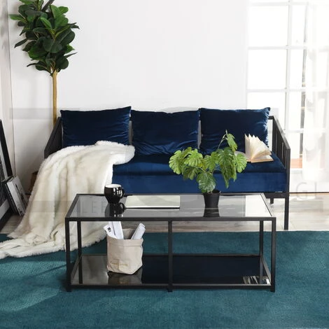 HOMEINBOX Table Basse Rectangulaire Gris Cendre Au Design Industriel - Plateau En Verre Trempé Et Structure En Acier - L 110 X P 50 X H 42 Cm 5034 4 HOMEINBOX Table Basse Rectangulaire Gris Cendre Au Design Industriel - Plateau En Verre Trempé Et Structure En Acier - L 110 X P 50 X H 42 Cm 5034 – Image 2