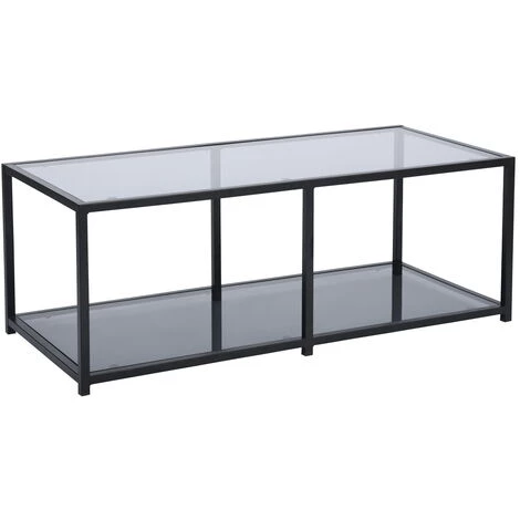 HOMEINBOX Table Basse Rectangulaire Gris Cendre Au Design Industriel - Plateau En Verre Trempé Et Structure En Acier - L 110 X P 50 X H 42 Cm 5034 6 HOMEINBOX Table Basse Rectangulaire Gris Cendre Au Design Industriel - Plateau En Verre Trempé Et Structure En Acier - L 110 X P 50 X H 42 Cm 5034 – Image 4