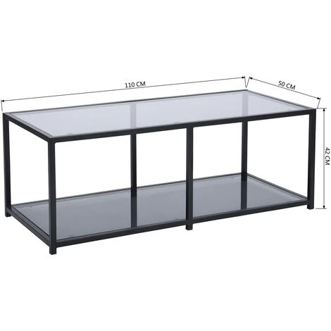 HOMEINBOX Table Basse Rectangulaire Gris Cendre Au Design Industriel - Plateau En Verre Trempé Et Structure En Acier - L 110 X P 50 X H 42 Cm 5034 7 HOMEINBOX Table Basse Rectangulaire Gris Cendre Au Design Industriel - Plateau En Verre Trempé Et Structure En Acier - L 110 X P 50 X H 42 Cm 5034 – Image 5