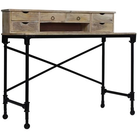 TRUE DEAL Bureau Bois De Manguier Massif Et Acier 110 X 50 X 96 Cm 4 TRUE DEAL Bureau Bois De Manguier Massif Et Acier 110 X 50 X 96 Cm – Image 2