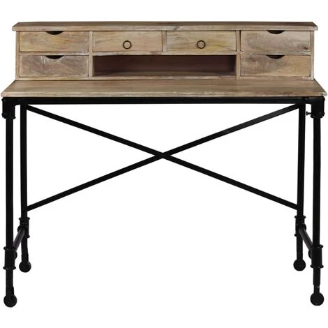 TRUE DEAL Bureau Bois De Manguier Massif Et Acier 110 X 50 X 96 Cm 5 TRUE DEAL Bureau Bois De Manguier Massif Et Acier 110 X 50 X 96 Cm – Image 3