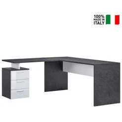 AHD AMAZING HOME DESIGN Bureau D'angle Moderne 180x160 Avec Commode 3 Tiroirs New Selina Report -France Bureau Soldes 2022 29401488 3