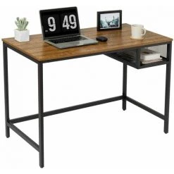 Bureau Informatique, Table De Travail, Bureau D’Ordinateur, Table D’Etude Avec Panier De Rangement - Meerveil