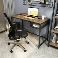 Bureau Informatique, Table De Travail, Bureau D’Ordinateur, Table D’Etude Avec Panier De Rangement - Meerveil -France Bureau Soldes 2022 29662755 3