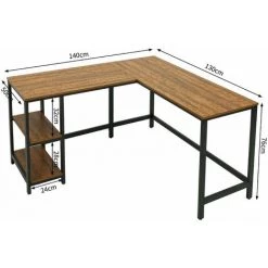 Table De Bureau, Table D'Ordinateur, Bureau Informatique,Table D’Etude Avec Deux Etagères De Rangement, Brun-Meerveil -France Bureau Soldes 2022 29662915 4