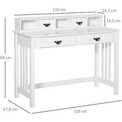 HOMCOM Bureau Secrétaire Style Néo-rétro Dim. 116L X 47l X 93H Cm 4 Tiroirs Poignées Baroques + 3 Niches MDF Blanc - Blanc 9 HOMCOM Bureau Secrétaire Style Néo-rétro Dim. 116L X 47l X 93H Cm 4 Tiroirs Poignées Baroques + 3 Niches MDF Blanc - Blanc -France Bureau Soldes 2022 29675659 3