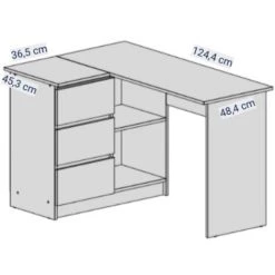 Selsey GERANIO - Bureau D’angle - Chêne Sonoma - 124 Cm - Universel - Style Scandinave -France Bureau Soldes 2022 29721881 5