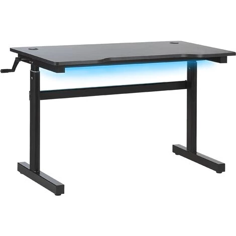 BELIANI Bureau Gamer Ajustable éclairage LED 120 X 60 Cm Noir - Noir 3 BELIANI Bureau Gamer Ajustable éclairage LED 120 X 60 Cm Noir - Noir