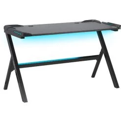 BELIANI Bureau Gamer éclairage LED 120 X 60 Cm Noir - Noir