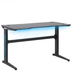BELIANI Bureau Gamer éclairage LED 120 X 60 Cm Noir - Noir