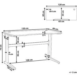 BELIANI Bureau Gamer éclairage LED 120 X 60 Cm Noir - Noir -France Bureau Soldes 2022 29810117 3