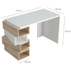 HOME MANIA Bureau Damon - Avec Des Etageres - Du Bureau, Du Studio, De La Piece - Blanc, Sonoma En Bois, 120 X 60 X 75 Cm 7 HOME MANIA Bureau Damon - Avec Des Etageres - Du Bureau, Du Studio, De La Piece - Blanc, Sonoma En Bois, 120 X 60 X 75 Cm -France Bureau Soldes 2022 29834448 3