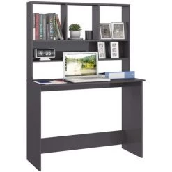 TRUE DEAL Bureau Avec étagères Gris Brillant 110 X 45 X 157 Cm Aggloméré -France Bureau Soldes 2022 30018936 3