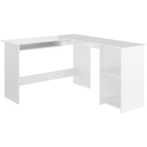 TRUE DEAL Bureau D'angle Forme De L Blanc Brillant 120x140x75cm Aggloméré 4 TRUE DEAL Bureau D'angle Forme De L Blanc Brillant 120x140x75cm Aggloméré – Image 2