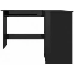 TRUE DEAL Bureau D'angle Forme De L Noir Brillant 120x140x75cm Aggloméré -France Bureau Soldes 2022 30019564 4